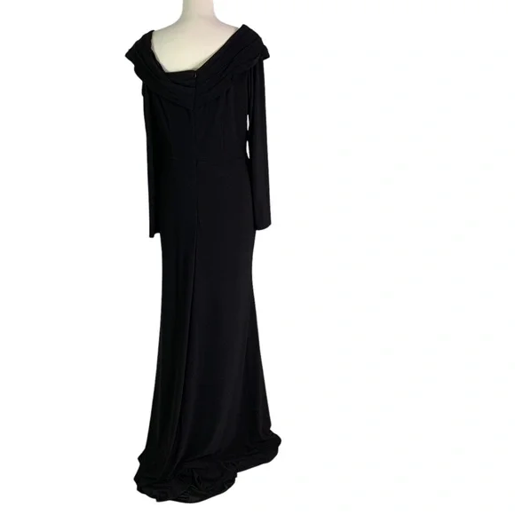 MAC DUGGAL IEENA Drop Shoulder Long Sleeve Column Formal Gown Black Size 14 NWT - Picture 10 of 12